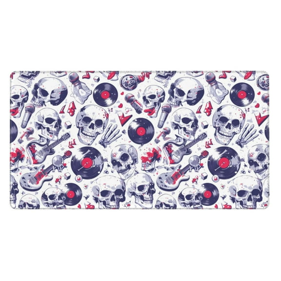 Xecao music Skull record mike for Waterproof Mouse Pad - Extended Contour Mouse Mat, Large Gaming Mousepad Laptop Keyboard Mat with Non-Slip Rubber Base