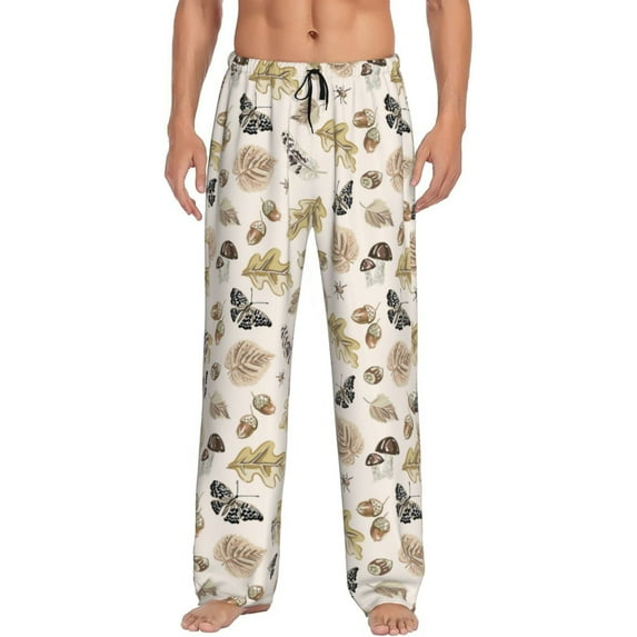 Xecao nuts leaf Butterfly Print Men's Straight Lounge Pajama Pants - The Ultimate in Comfortable Sleepwear-XX-Large