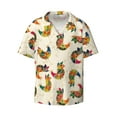 thumbnail image 1 of Xecao offers the Boho Chicken for Men's Casual Short-sleeved Shirt, a button-up collared shirt with a pocket, perfect for beach vacations and yacht travel in the 4X-Large size., 1 of 7