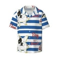 thumbnail image 1 of Xecao offers the Bulldog Friend for Men's Casual Short-sleeved Shirt, a button-up collared shirt with a pocket, perfect for beach vacations and yacht travel in the Small size., 1 of 7
