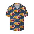 thumbnail image 1 of Xecao offers the Burning Rugby Balls for Men's Casual Short-sleeved Shirt, a button-up collared shirt with a pocket, perfect for beach vacations and yacht travel in the Small size., 1 of 7