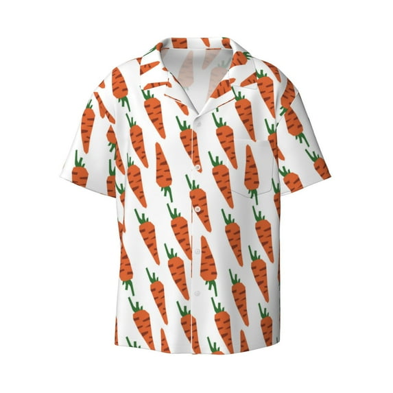 Xecao offers the Carrot for Men's Casual Short-sleeved Shirt, a button-up collared shirt with a pocket, perfect for beach vacations and yacht travel in the Small size.