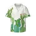 thumbnail image 1 of Xecao offers the Cartoon Cactus for Men's Casual Short-sleeved Shirt, a button-up collared shirt with a pocket, perfect for beach vacations and yacht travel in the Large size., 1 of 1