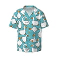 thumbnail image 1 of Xecao offers the Cartoon Funny Goose for Men's Casual Short-sleeved Shirt, a button-up collared shirt with a pocket, perfect for beach vacations and yacht travel in the XX-Large size., 1 of 7