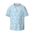 thumbnail image 1 of Xecao offers the Cartoon Rabbit for Men's Casual Short-sleeved Shirt, a button-up collared shirt with a pocket, perfect for beach vacations and yacht travel in the X-Large size., 1 of 7