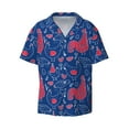 thumbnail image 1 of Xecao offers the Chicken and Rooster for Men's Casual Short-sleeved Shirt, a button-up collared shirt with a pocket, perfect for beach vacations and yacht travel in the XX-Large size., 1 of 7