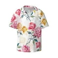 thumbnail image 1 of Xecao offers the Colorful Flowers for Men's Casual Short-sleeved Shirt, a button-up collared shirt with a pocket, perfect for beach vacations and yacht travel in the 3X-Large size., 1 of 7