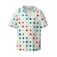 thumbnail image 1 of Xecao offers the Colorful Geometric for Men's Casual Short-sleeved Shirt, a button-up collared shirt with a pocket, perfect for beach vacations and yacht travel in the Medium size., 1 of 7