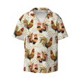 thumbnail image 1 of Xecao offers the Colorful Roosters for Men's Casual Short-sleeved Shirt, a button-up collared shirt with a pocket, perfect for beach vacations and yacht travel in the Medium size., 1 of 7