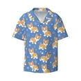 thumbnail image 1 of Xecao offers the Corgi for Men's Casual Short-sleeved Shirt, a button-up collared shirt with a pocket, perfect for beach vacations and yacht travel in the 4X-Large size., 1 of 7