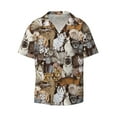 thumbnail image 1 of Xecao offers the Cut Cats for Men's Casual Short-sleeved Shirt, a button-up collared shirt with a pocket, perfect for beach vacations and yacht travel in the Small size., 1 of 7