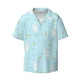 thumbnail image 1 of Xecao offers the Cute Bunny for Men's Casual Short-sleeved Shirt, a button-up collared shirt with a pocket, perfect for beach vacations and yacht travel in the 3X-Large size., 1 of 7