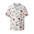 thumbnail image 1 of Xecao offers the Cute Dinosaur for Men's Casual Short-sleeved Shirt, a button-up collared shirt with a pocket, perfect for beach vacations and yacht travel in the XX-Large size., 1 of 7