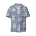 thumbnail image 1 of Xecao offers the Cute Fat Cat for Men's Casual Short-sleeved Shirt, a button-up collared shirt with a pocket, perfect for beach vacations and yacht travel in the X-Large size., 1 of 7