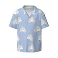 thumbnail image 1 of Xecao offers the Cute Poodle Dog for Men's Casual Short-sleeved Shirt, a button-up collared shirt with a pocket, perfect for beach vacations and yacht travel in the Large size., 1 of 7