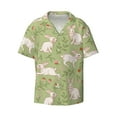 thumbnail image 1 of Xecao offers the Cute Rabbit And Flower for Men's Casual Short-sleeved Shirt, a button-up collared shirt with a pocket, perfect for beach vacations and yacht travel in the 3X-Large size., 1 of 7
