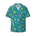 thumbnail image 1 of Xecao offers the Cute Shark Turtle for Men's Casual Short-sleeved Shirt, a button-up collared shirt with a pocket, perfect for beach vacations and yacht travel in the 3X-Large size., 1 of 7