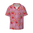 thumbnail image 1 of Xecao offers the Cute Strawberry for Men's Casual Short-sleeved Shirt, a button-up collared shirt with a pocket, perfect for beach vacations and yacht travel in the XX-Large size., 1 of 7