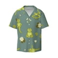 thumbnail image 1 of Xecao offers the Cute Yoga Frogs for Men's Casual Short-sleeved Shirt, a button-up collared shirt with a pocket, perfect for beach vacations and yacht travel in the Small size., 1 of 7