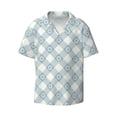 thumbnail image 1 of Xecao offers the Daisy Plaid Blue for Men's Casual Short-sleeved Shirt, a button-up collared shirt with a pocket, perfect for beach vacations and yacht travel in the Large size., 1 of 7