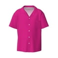 thumbnail image 1 of Xecao offers the Darkmagenta for Men's Casual Short-sleeved Shirt, a button-up collared shirt with a pocket, perfect for beach vacations and yacht travel in the Small size., 1 of 7