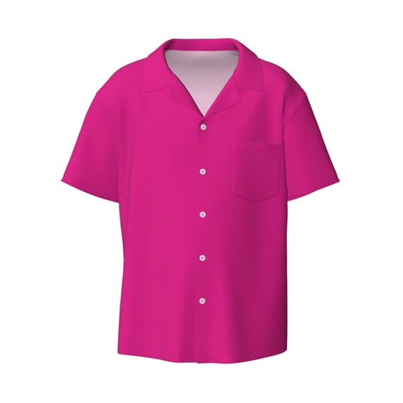 Xecao offers the Darkmagenta for Men's Casual Short-sleeved Shirt, a button-up collared shirt with a pocket, perfect for beach vacations and yacht travel in the Small size.