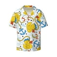 thumbnail image 1 of Xecao offers the Ducks and Anchors for Men's Casual Short-sleeved Shirt, a button-up collared shirt with a pocket, perfect for beach vacations and yacht travel in the Medium size., 1 of 7
