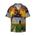 thumbnail image 1 of Xecao offers the Fall Village Scenery for Men's Casual Short-sleeved Shirt, a button-up collared shirt with a pocket, perfect for beach vacations and yacht travel in the Small size., 1 of 7