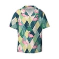 thumbnail image 1 of Xecao offers the Flamingo for Men's Casual Short-sleeved Shirt, a button-up collared shirt with a pocket, perfect for beach vacations and yacht travel in the 3X-Large size., 1 of 7