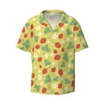 thumbnail image 1 of Xecao offers the Floral Strawberr for Men's Casual Short-sleeved Shirt, a button-up collared shirt with a pocket, perfect for beach vacations and yacht travel in the XX-Large size., 1 of 7