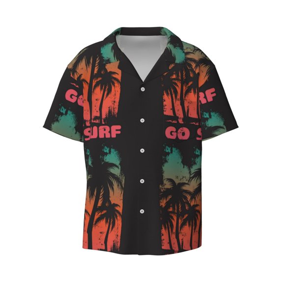 Xecao offers the Go Surfer for Men's Casual Short-sleeved Shirt, a button-up collared shirt with a pocket, perfect for beach vacations and yacht travel in the XX-Large size.