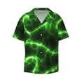 thumbnail image 1 of Xecao offers the Green Lightning for Men's Casual Short-sleeved Shirt, a button-up collared shirt with a pocket, perfect for beach vacations and yacht travel in the 3X-Large size., 1 of 1