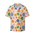 thumbnail image 1 of Xecao offers the Groovy Daisy Flowers for Men's Casual Short-sleeved Shirt, a button-up collared shirt with a pocket, perfect for beach vacations and yacht travel in the Large size., 1 of 7