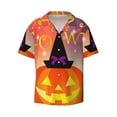 thumbnail image 1 of Xecao offers the Halloween for Men's Casual Short-sleeved Shirt, a button-up collared shirt with a pocket, perfect for beach vacations and yacht travel in the Large size., 1 of 7