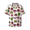 thumbnail image 1 of Xecao offers the Halloween Mouth for Men's Casual Short-sleeved Shirt, a button-up collared shirt with a pocket, perfect for beach vacations and yacht travel in the Small size., 1 of 7