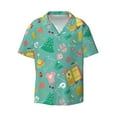 thumbnail image 1 of Xecao offers the Happy Summer for Men's Casual Short-sleeved Shirt, a button-up collared shirt with a pocket, perfect for beach vacations and yacht travel in the Medium size., 1 of 7