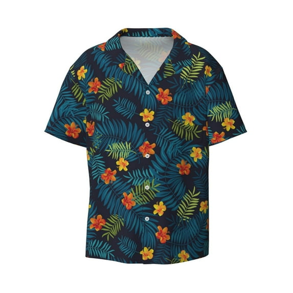 Xecao offers the Hawaiian Style for Men's Casual Short-sleeved Shirt, a button-up collared shirt with a pocket, perfect for beach vacations and yacht travel in the X-Large size.
