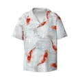 thumbnail image 1 of Xecao offers the Koi Fish Corals,Spring Summer for Men's Casual Short-sleeved Shirt, a button-up collared shirt with a pocket, perfect for beach vacations and yacht travel in the Large size., 1 of 7