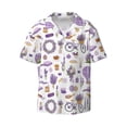thumbnail image 1 of Xecao offers the Lavender Flowers for Men's Casual Short-sleeved Shirt, a button-up collared shirt with a pocket, perfect for beach vacations and yacht travel in the 3X-Large size., 1 of 7