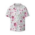 thumbnail image 1 of Xecao offers the Lilies Flowers for Men's Casual Short-sleeved Shirt, a button-up collared shirt with a pocket, perfect for beach vacations and yacht travel in the 3X-Large size., 1 of 7