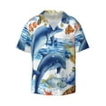 thumbnail image 1 of Xecao offers the Marine Animals for Men's Casual Short-sleeved Shirt, a button-up collared shirt with a pocket, perfect for beach vacations and yacht travel in the Medium size., 1 of 7