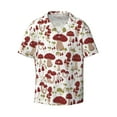 thumbnail image 1 of Xecao offers the Mushroom for Men's Casual Short-sleeved Shirt, a button-up collared shirt with a pocket, perfect for beach vacations and yacht travel in the 3X-Large size., 1 of 1