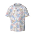 thumbnail image 1 of Xecao offers the Orchids Flowers for Men's Casual Short-sleeved Shirt, a button-up collared shirt with a pocket, perfect for beach vacations and yacht travel in the 4X-Large size., 1 of 7