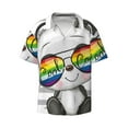 thumbnail image 1 of Xecao offers the Panda with Sun glasses for Men's Casual Short-sleeved Shirt, a button-up collared shirt with a pocket, perfect for beach vacations and yacht travel in the X-Large size., 1 of 7