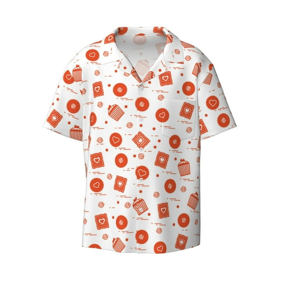 Xecao offers the Pastry for Men's Casual Short-sleeved Shirt, a button-up collared shirt with a pocket, perfect for beach vacations and yacht travel in the 4X-Large size.