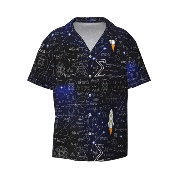 Xecao offers the Physical Formulas for Men's Casual Short-sleeved Shirt, a button-up collared shirt with a pocket, perfect for beach vacations and yacht travel in the 4X-Large size.