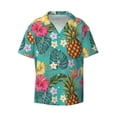 thumbnail image 1 of Xecao offers the Pineapple for Men's Casual Short-sleeved Shirt, a button-up collared shirt with a pocket, perfect for beach vacations and yacht travel in the 3X-Large size., 1 of 7