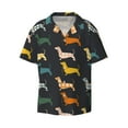thumbnail image 1 of Xecao offers the Plaid Dachshund for Men's Casual Short-sleeved Shirt, a button-up collared shirt with a pocket, perfect for beach vacations and yacht travel in the 3X-Large size., 1 of 7
