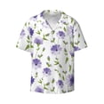 thumbnail image 1 of Xecao offers the Purple Chicory for Men's Casual Short-sleeved Shirt, a button-up collared shirt with a pocket, perfect for beach vacations and yacht travel in the XX-Large size., 1 of 7