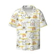 thumbnail image 1 of Xecao offers the Rabbit And Milk Tea for Men's Casual Short-sleeved Shirt, a button-up collared shirt with a pocket, perfect for beach vacations and yacht travel in the Small size., 1 of 7